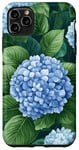 Coque pour iPhone 11 Pro Max Hortensias vert riche bleu pastel clair