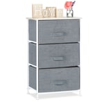 Meuble rangement 3 tiroirs tissu commode étagère tiroir tissu HxlxP: 73 x 45 x 30 cm, gris - Relaxdays