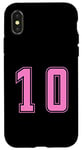 Coque pour iPhone X/XS Rose Numéro 10 Équipe Junior Sports Uniforme Rose Numéroté