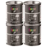 4x Paint Factory Jet Black Gloss Tin Paint Fast Drying Interior Exterior 300ml