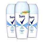 3x Sure Cotton Dry 48Hr Anti-Perspirant Deodorant Roll On Alcohol Free 50ml