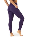 LAPASA Legging Long Femme Taille Haute Yoga Pantalon de Sport Gainant Collants Gym Fitness Course L01B1 Poches Latérales Violet M