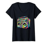 Womens Boombox Old School 80s Music Hip Hop V-Neck T-Shirt