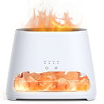 SALKING 2 en 1 Diffuseur d'huiles Essentielles & Lampe en Cristal de Sel Himalaya, Diffuseur d'aromathérapie avec Lumière Effet Flamme, L'humidificateur a 3 luminosité (Blanc Pur)