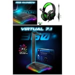 CASQUE GAMER XBOX ONE X/S RGB + Support Casque Surround 7.1 Gaming RGB Porte Casque Gamer Multifonctions 9 Effets Lumineux Pour PC/P