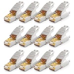 deleyCON 12x Prise Réseau CAT 7 RJ45 Sans Outil Blindée 10 Gbit/s 600 MHz Prise Réseau Pour Câbles de Pose Rigides Câbles Bruts Prise RJ45 Ethernet LAN DSL Câble de Brassage