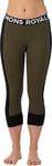 Mons Royale Women's Cascade Merino Flex 200 3/4 Legging Dark Olive, M