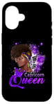 Coque pour iPhone 16 Violet Capricorne Queen Femme afro-américaine Dec Jan