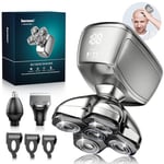 Kensen Rasoir Tete Chauve Homme 5D Rasoir Electriques Hommes Tondeuse Cheveux Homme Étanche Tondeuse Crane Chauve Sec & Humide Rasoir Crane Homme Chauve avec Tondeuse Nez & Écran LED & Peigne Limite