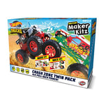 BLADEZ Hot Wheels Monster Trucks, Crash Zone Twin Pack, 4x4 Pull Back Vehicles for kids, Licensed Build Kit, Motor Maker Kitz Toyz