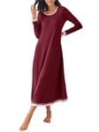 Ekouaer Chemise de Nuit Femme Longue Robe de Nuit en Coton Robe de Chambre Chemise de Nuit d'allaitement Vêtements de Nuit Manches Longues Chemise de Nuit Longue Femme Vin Rouge S