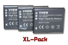 3 x vhbw batterie Set 600mAh pour caméra Olympus VR-340, VR-340 Kit, VR-350, VR-360, VR-360 Kit, XZ-1, XZ-10, Stylus 9000.