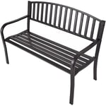 Banc de Jardin en Acier, Chaise de Terrase avec Siege et Dossier en Latte, Canape a 2 Places de Jardin pour Cour, Terrasse, Jardin, Parc, 127 x 60 x