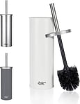 BADIONA Brosse Toilettes WC Silicone Blanc Mat - Brosse WC en Inoxydable & Interchangeable I Brosse à WC antibactérienne Balai Toilette WC Balayette WC Brosse de Toilette WC Originale avec tête Noire