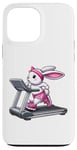 Coque pour iPhone 13 Pro Max Lapin de Pâques sur tapis roulant Gym Fitness Entraînement