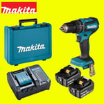 Makita DHP485F001 18V LXT Cordless Drill Kit 2x BL1830B Batteries & Charger