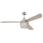 Westinghouse Lighting 72208 Ventilateur de plafond d’intérieur Graham de 132 cm en nickel lustré, kit d‘éclairage LED à variateur avec abat-jour cage et verre opale dépoli, télécommande incluse Titane