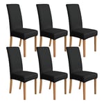 Amazon Basics Lot de 6 Housses extensibles pour chaises de salle à manger, noir