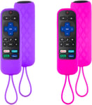 Lot De 2 Coques De Rechange En Silicone De Qualité Supérieure Pour Télécommande Roku Express/Streaming Stick/Tcl H Nse Roku Tv (Violet Et Rose)