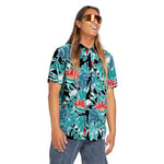 Volcom Chemise hawaïenne boutonnée à Manches Courtes avec Motif Floral marbré, Feuille Noire, S Homme