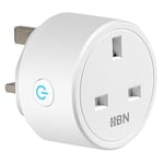 HBN Smart Plug WiFi Socket Work with Alexa Echo and Google Home, Smart Timer Plug, No Hub Required, 2.4Ghz Only (13A/3120W,1 Pack)