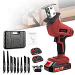 21V Cordless Reciprocating Saw + 2 Battery & Charger Recip Sabre Saw Kit Set