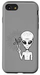 iPhone SE (2020) / 7 / 8 Funny and cute Grey Alien "No" V-Finger Gesture Case