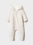 Mango Baby Sherpa Hooded Snowsuit, Light Beige