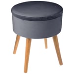 Atmosphera Créateur D'intérieur - Tabouret coffre Tess velours gris ardoise