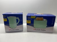 Russell Hobbs Eden Jug Kettle 2 Slice Toaster Set Pistachio Green Matching #8592