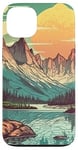 Coque pour iPhone 13 Rocky Mountain Lake Vintage Paysage graphique