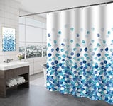 SIAZIH Rideau de Douche 180 x 200 cm, Rideau de Douche Anti moisissure antibactérien et inodore Rideau de Bain avec 12 Anneaux et Ourlet lesté, Motif pétales Bleus