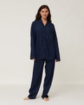 Lexington Hotel Women's Sateen Pyjamas Set Dark Blue Small