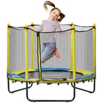 HOMCOM 4.6FT Kids Trampoline w/ Enclosure, for Kids 3-10 Years - Yellow