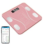 Esenlong Body Fat Scale Bluetooth, Smart Digital Weight Bathroom Scales Weighing BMI with Auto Calibration, USB Rechargeable Composition Monitors Smartphone App (Pink)