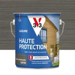 V33 Lasure Bois extérieur Gris anthracite satin - Haute Protection 8 ans - Haute résistance hydrofuge et anti-UV - Résiste aux variations du bois - Ecolabel, résine d'origine végétale - 2,5L