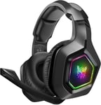 Casque Gaming PS4, Casque Gaming Xbox One RGB LED Lampe ONIKUMA Casque Gamer Audio Stéréo Basse Anti-Bruit Réglable Micro Compatible pour PC Laptop