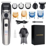 BarberBoss Professional Beard Trimmer Men, Hair Clipper,39 Cutting Lengths, Waterproof Design, Precision Dial, Grooming Kit - Ear & Nose, LED Display, Comb Attachments