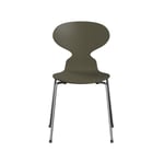 Fritz Hansen Myran 3101 stol olive green, lackad, kromat stålstativ