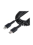 StarTech.com USB C to Lightning Cable 50cm/20in MFi Certified Coiled iPhone Charger Cable Musta