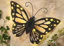 ABC HOME | Décoration murale papillon | LED | Panneau solaire | Capteur de lumière | 42 cm B