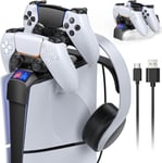 Support De Chargeur Pour Ps5 Slim Manette, Charge Uniquement Pour Playstation 5 Slim Disc & Digital Console Accessoire Avec Support Pour Casque D'écoute