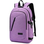 Sac à Dos Ordinateur Portable 15.6 Pouces Homme Femme Imperméable avec USB Charging Port Sac à Dos d'affaires Sac à Dos Fonctionnel Sac a Dos PC Portable pour Loisirs/Affaire/Scolaire 35L Violet