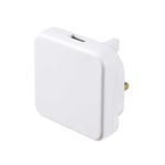 UK Mains USB Charger. MASTERPLUG. Gloss White Plug Top. iPhone iPad, Samsung