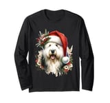 Christmas Old English Sheepdog Dog Watercolor Artwork Long Sleeve T-Shirt