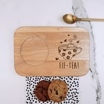 eBuyGB Tea & Biscuit Board -FIF-Tea Design - Wood Coffee Treat Board, 50th Birthday Gifts for Women, Her - Fiftieth Birthday Gift for Mum, Friend, Sister, Grandma, Brown