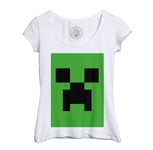 T-Shirt Femme Col Echancré Attention Creeper Bac A Sable Jeux Video Pixels