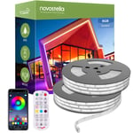 Novostella 32M Outdoor LED Rope Lights, (52.5ft*2) IP65 Waterproof RGB Colour Changing Strip Lights Music Sync, Smart App Control and RF Remote, 24V Tape Lighting Kit for Garden Decorative Party