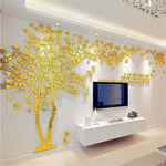 Ahlsen Arbre Sticker Mural 3D DIY Mural Sticker Art Home Decor Salon Chambre Enfants Chambre Cadeau (Gauche Or, S-200100cm)