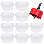 Hejo 10Pcs Passe-Câble Bureau, Passe Fil Bureau pour Ordinateur 60mm avec Scie Cloche, Cache-câble pour Câble Rond, Organiseur de Fil pour la Maison et Le Bureau, Blanc